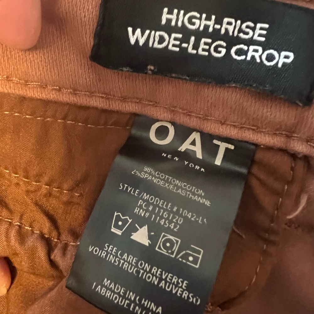 Oat New York High Rise Wide Leg Cropped Terracotta Pants Size 31 - Picture 6 of 6
